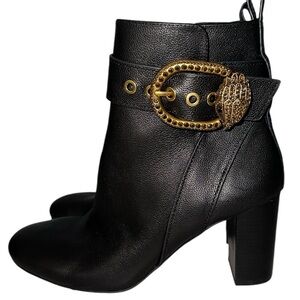 New Kurt Geiger Women’s Mayfair Black Leather Heeled Ankle Boots Size 7 / 37